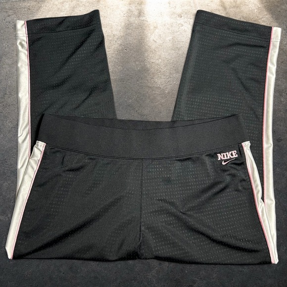 Nike Pants - Nike Vintage Y2K Mesh Track Pants Black Silver Pink Retro Size L